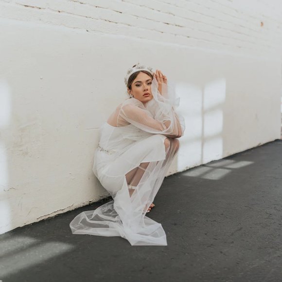 Untamed Petals - Vogue Tulle Overlay - Medium | Bridal Tulle Overlay - Picture 5 of 7